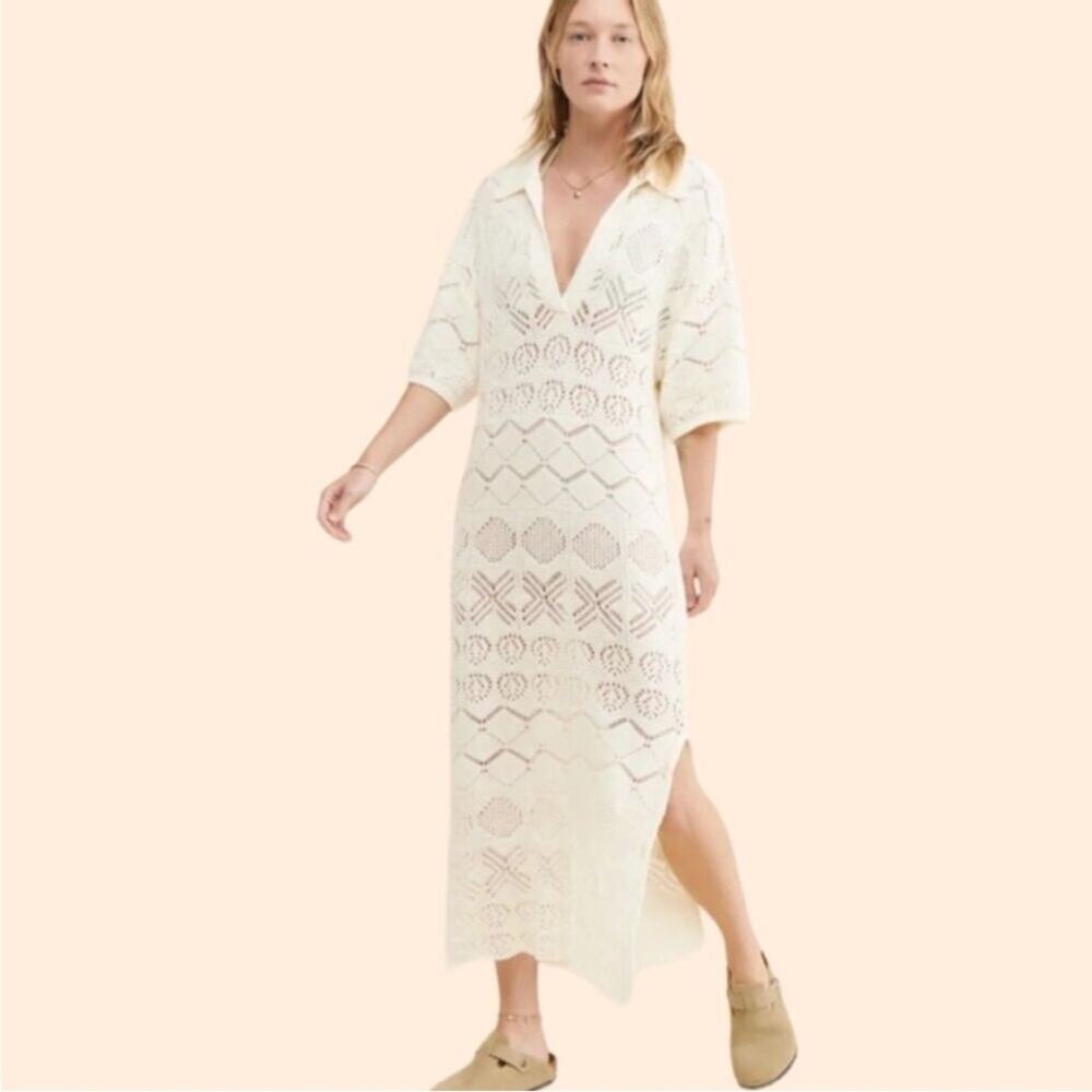 Free People Islamorada Fauxchet Sweater Maxi Resort Beach sz S - Picture 2 of 8